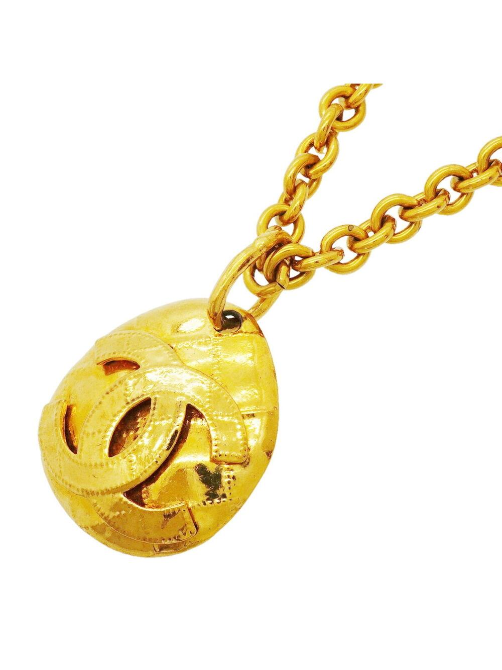 Chanel Cc Logo Pendant Necklace Metal #327621C97B